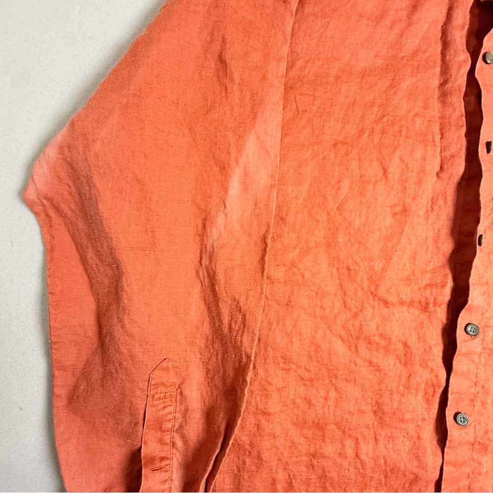 Vintage Christian Dior XL Mens Polo Shirt Cotton Orange Long Sleeve READ - Picture 4 of 10